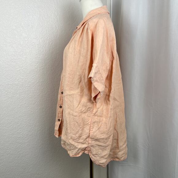 J Crew Top Womens Large Peach Baird Mcnutt Irish Linen Relaxed Coastal Preppy - Picture 4 of 11
